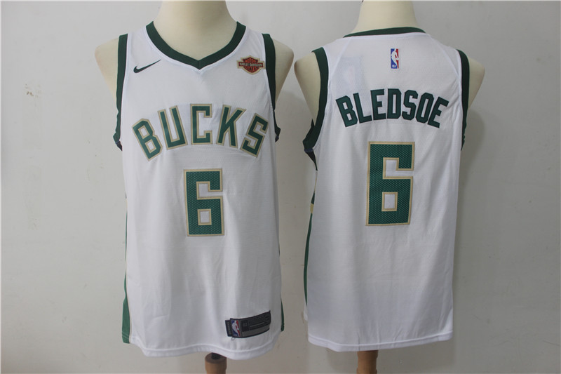 Men Milwaukee Bucks 6 Bledsoe White Game Nike NBA Jerseys